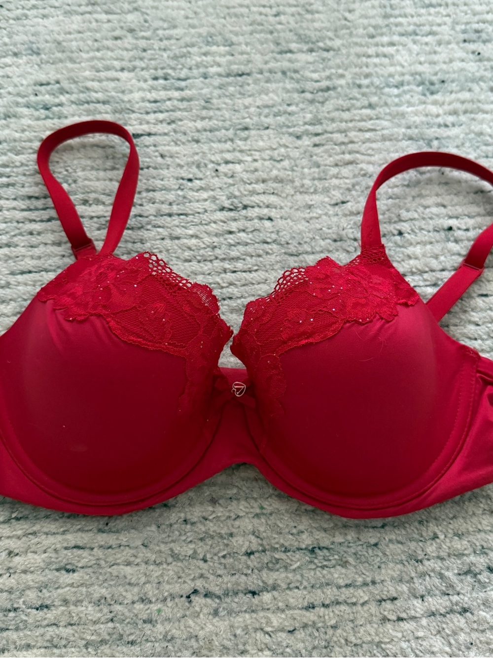 Victoria's Secret Red Lace-Accent T-Shirt Bra